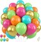 Tropical Balloons Set, 50 Pcs Hot Pink Orange Teal Green Metallic Gold Balloons (12 Inch)